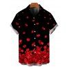 Chemise de vacances pour homme, chemise boutonnée à imprimé pétales de rose - Noir 5XL