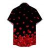 Chemise de vacances pour homme, chemise boutonnée à imprimé pétales de rose - Noir 5XL
