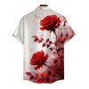 Chemise de vacances pour homme, imprimé rose, colorblock, boutonnée - Rouge Vineux 5XL