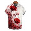 Chemise de vacances pour homme, imprimé rose, colorblock, boutonnée - Rouge Vineux 5XL