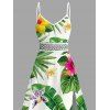 Robe de vacances à imprimé feuilles tropicales, fleurs et ananas, en dentelle ajourée et fendue - Émeraude XXXXXL | US 20