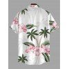 Chemise de vacances pour homme, imprimé de fleurs de cocotier, boutonnée - Rose XL
