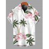 Chemise de vacances pour homme, imprimé de fleurs de cocotier, boutonnée - Rose XL
