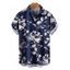 Chemise boutonnée pour homme, imprimé abstrait de fleurs et de feuilles, idéale pour les vacances - Bleu profond XL