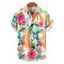 Chemise de vacances pour homme à imprimé floral tropical et feuilles, boutonnée - Orange XL