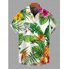 Chemise de vacances pour homme, imprimé feuilles tropicales, fleurs et ananas, à boutons - Vert 5XL