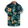 Chemise à boutons pour homme, motif fleurs et feuilles tropicales, idéale pour les vacances - Turquoise Foncée XL