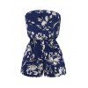 Combinaison de vacances à imprimé floral abstrait et feuilles, épaules dénudées - Bleu profond S | US 4