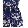 Combinaison de vacances à imprimé floral abstrait et feuilles, épaules dénudées - Bleu profond S | US 4
