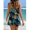 Combinaison de vacances à imprimé floral tropical coloré et épaules dénudées - Turquoise Foncée XL | US 10