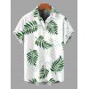 Vacation Couple Outfit Tropical Leaf Print Lace Hollow Out Slit Dress and Shirt Set - PLANT GREEN S | US 4