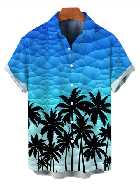 Chemise de vacances pour homme à imprimé géométrique de cocotiers, boutonnée