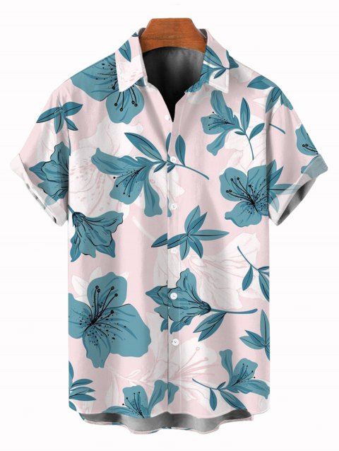 Chemise de vacances pour homme, imprimé floral azalée, chemise boutonnée