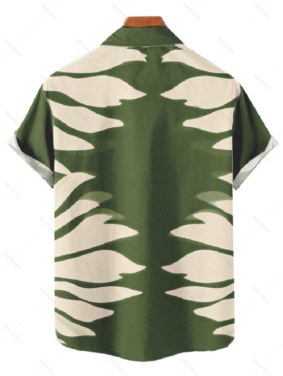 Chemise de vacances pour homme, imprimé silhouette de feuilles tropicales, boutonnée - PLANT GREEN 5XL