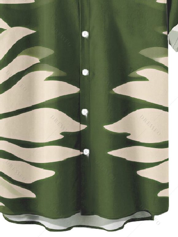 Chemise de vacances pour homme, imprimé silhouette de feuilles tropicales, boutonnée - PLANT GREEN 5XL
