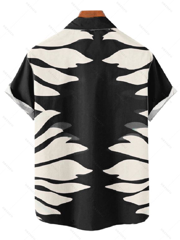 Vacation Couple Outfit Tropical Leaf Silhouette Print Twisted Wide Leg Jumpsuit and Shirt Set - Noir S | US 4