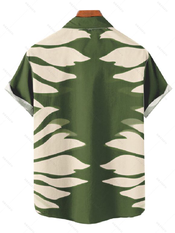 Vacation Couple Outfit Tropical Leaf Silhouette Print Twisted Romper and Shirt Set - PLANT GREEN S | US 4