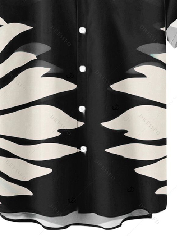 Chemise de vacances pour homme, imprimé silhouette de feuilles tropicales, boutonnée - Noir XL