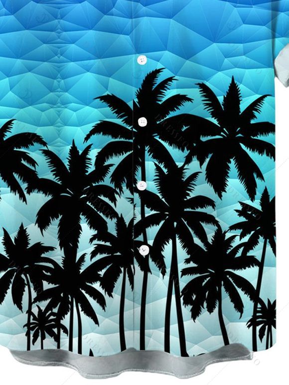 Chemise de vacances pour homme à imprimé géométrique de cocotiers, boutonnée - Pers 5XL