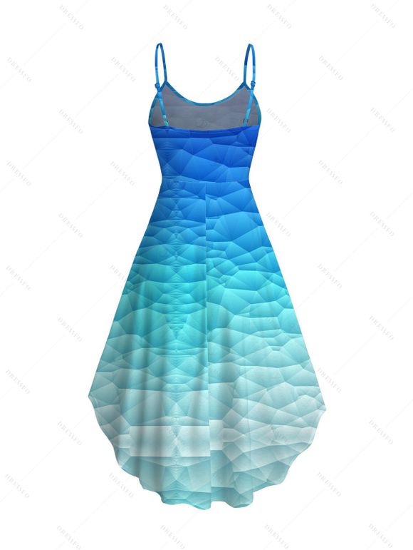 Robe de vacances imprimée géométrique de cocotiers, robe midi asymétrique - Pers XXL | US 14