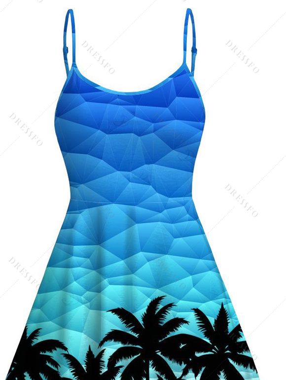 Robe de vacances imprimée géométrique de cocotiers, robe midi asymétrique - Pers XXL | US 14