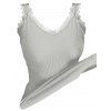 Débardeur en maille à col V et empiècement en dentelle festonnée côtelée - Gris ONE SIZE