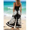 Vacation Couple Outfit Tropical Leaf Silhouette Print Twisted Wide Leg Jumpsuit and Shirt Set - Noir S | US 4