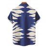 Vacation Couple Outfit Tropical Leaf Silhouette Print Twisted Wide Leg Jumpsuit and Shirt Set - Bleu profond S | US 4