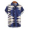 Vacation Couple Outfit Tropical Leaf Silhouette Print Twisted Wide Leg Jumpsuit and Shirt Set - Bleu profond S | US 4