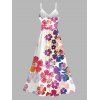 Vacation Couple Outfit Watercolor Hibiscus Print Lace Hollow Out Slit Dress and Shirt Set - Rose clair S | US 4