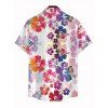Vacation Couple Outfit Watercolor Hibiscus Print Lace Hollow Out Slit Dress and Shirt Set - Rose clair S | US 4