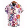 Vacation Couple Outfit Watercolor Hibiscus Print Lace Hollow Out Slit Dress and Shirt Set - Rose clair S | US 4