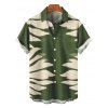 Vacation Couple Outfit Tropical Leaf Silhouette Print Twisted Romper and Shirt Set - PLANT GREEN S | US 4