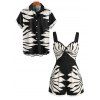 Vacation Couple Outfit Tropical Leaf Silhouette Print Twisted Romper and Shirt Set - Noir S | US 4