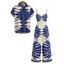 Vacation Couple Outfit Tropical Leaf Silhouette Print Twisted Wide Leg Jumpsuit and Shirt Set - Bleu profond S | US 4