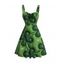 Robe de la Saint-Patrick à motif trèfle à quatre feuilles en 3D et buste froncé - PLANT GREEN XXXXXL | US 20