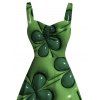 Robe de la Saint-Patrick à motif trèfle à quatre feuilles en 3D et buste froncé - PLANT GREEN XXXXXL | US 20