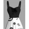 Robe décontractée à imprimé engrenages et buste froncé - Noir XXL | US 14