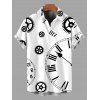 Chemise décontractée pour homme à imprimé engrenages et horloges, boutonnée - Noir 5XL