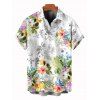 Chemise hawaïenne pour homme, imprimé feuilles d'hibiscus, boutonnée, idéale pour les vacances - Blanc 5XL