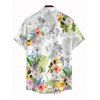 Chemise hawaïenne pour homme, imprimé feuilles d'hibiscus, boutonnée, idéale pour les vacances - Blanc 5XL