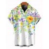 Chemise de vacances pour homme, imprimé aquarelle de fleurs sauvages et de feuilles, à boutons - Blanc 5XL
