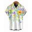Chemise de vacances pour homme, imprimé aquarelle de fleurs sauvages et de feuilles, à boutons - Blanc 5XL