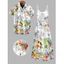 Hawaiian Couple Outfit Hibiscus Leaf Print Spaghetti Strap Long Dress and Shirt Set - Blanc S | US 4