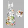 Hawaiian Couple Outfit Hibiscus Leaf Print Spaghetti Strap Long Dress and Shirt Set - Blanc S | US 4