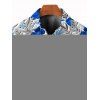 Chemise de vacances pour homme, texture bleue, imprimé floral, boutonnée - Bleu 5XL