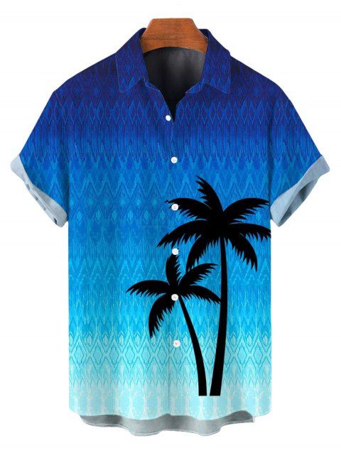 Chemise de vacances pour homme, imprimé zigzag ombré de cocotiers, boutonnée