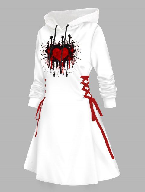 Robe à capuche gothique à motif cœurs et lacets