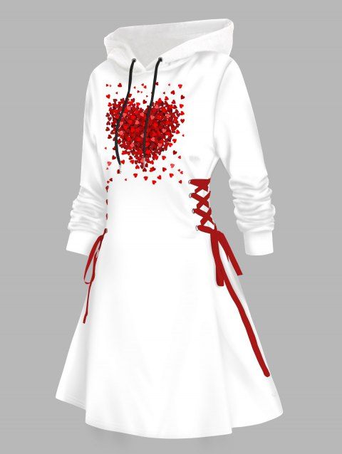 Robe à capuche à imprimé cœurs et lacets pour la Saint-Valentin