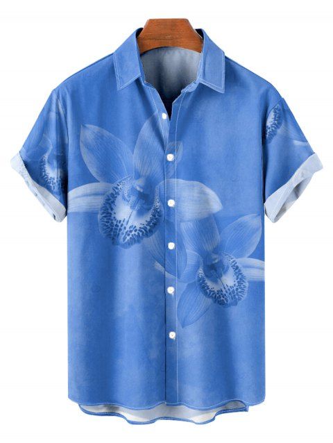 Chemise de vacances pour homme, imprimé floral tropical orchidée, chemise boutonnée